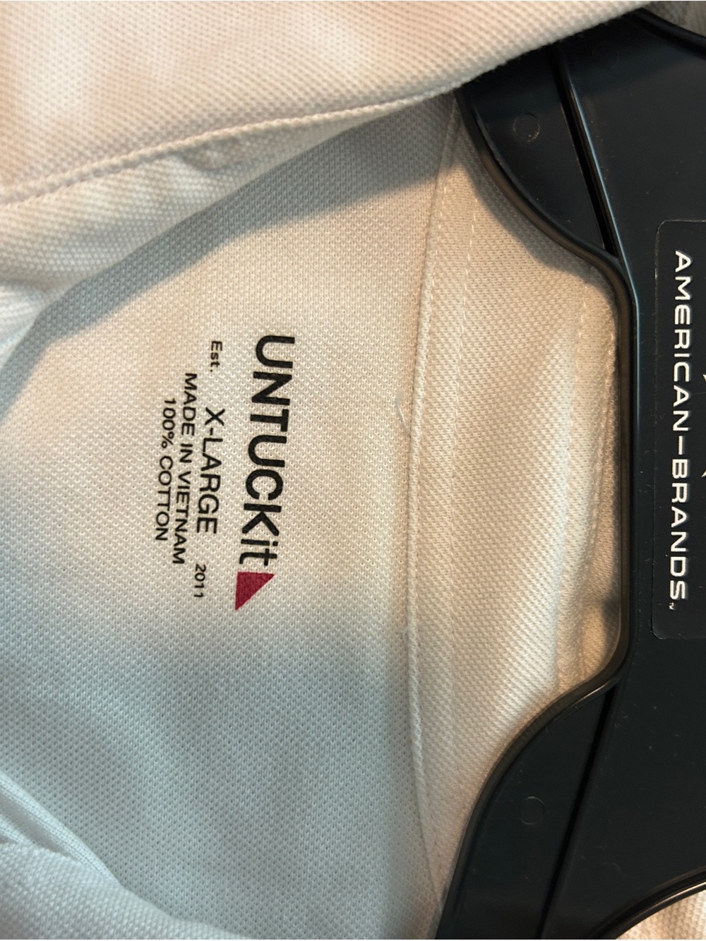 UNTUCKit Men's White Button-Down Shirt with Small Red Logo